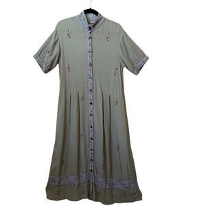 Vintage Hand Painted Papy Boez Midi Dress Sz S/M 90’s, Cottagecore